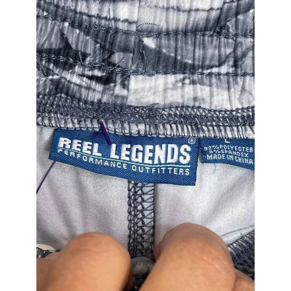 Reel Legends Elastic Waist Drawstring Fish Print Performance Outfitters Pants L - Picture 5 of 9